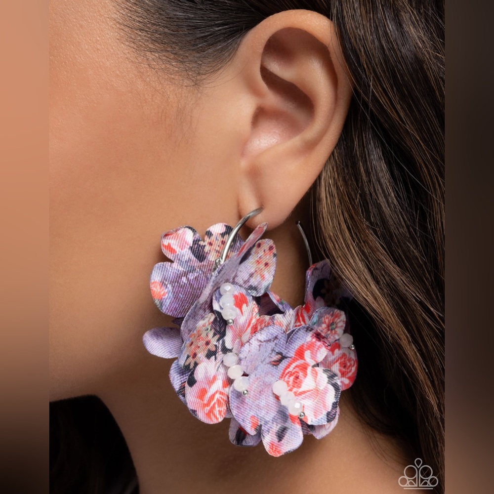 Paparazzi Floral Burst Earrings in Purple and Pink